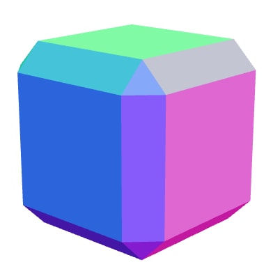 Cube with faces, edges, and vertices moved