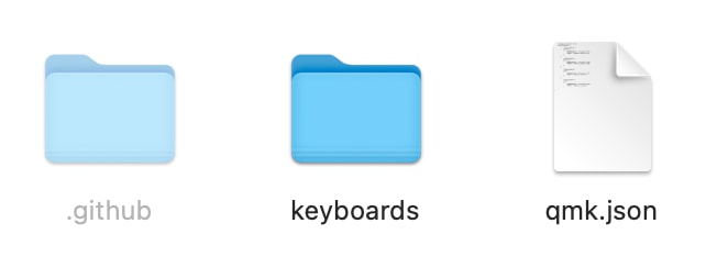 .github, keyboards, and qmk.json folders