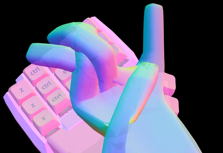 Glitched Hand in Cosmos pressing ctrl+z